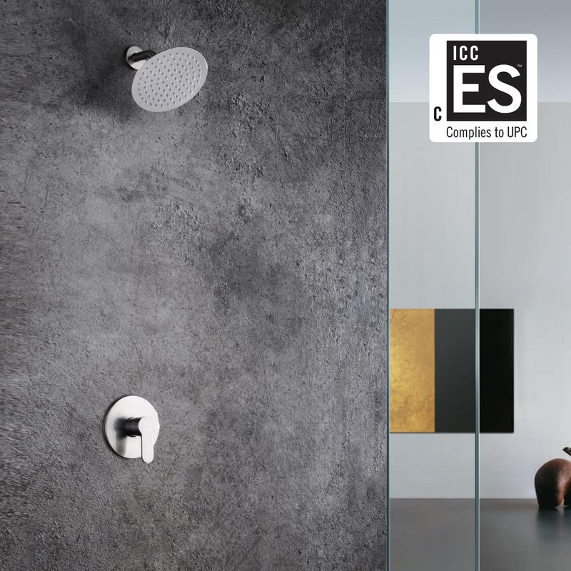 sumerain Shower Faucet Brushed Nickel,Single Handle Solid Brass Rough-in Valve with Shower Arm and Showerhead - Image 2